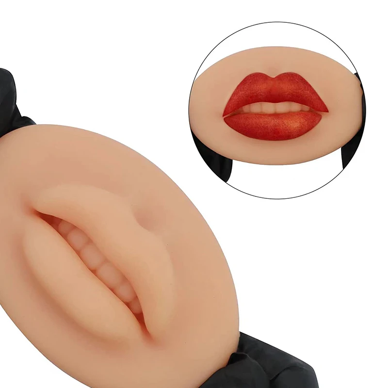Premium Soft 3D Lábios Prática de Silicone Pele Para Maquiagem Permanente Artistas Humanos Bordo Blush Microblading PMU Acessórios de Formação Imagem 2