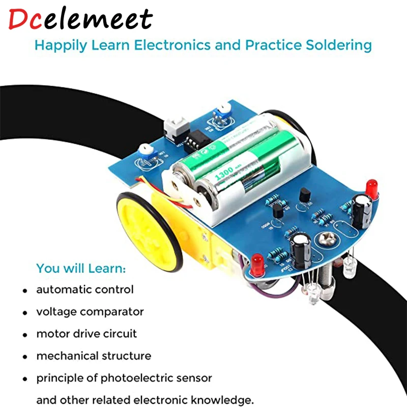 Prática de Solda Eletrônica de Aprendizagem Kit de Automóvel Smart Solda Kits do Projeto Linha Seguinte Robô Crianças DIY de Educação Eletrônica Imagem 1