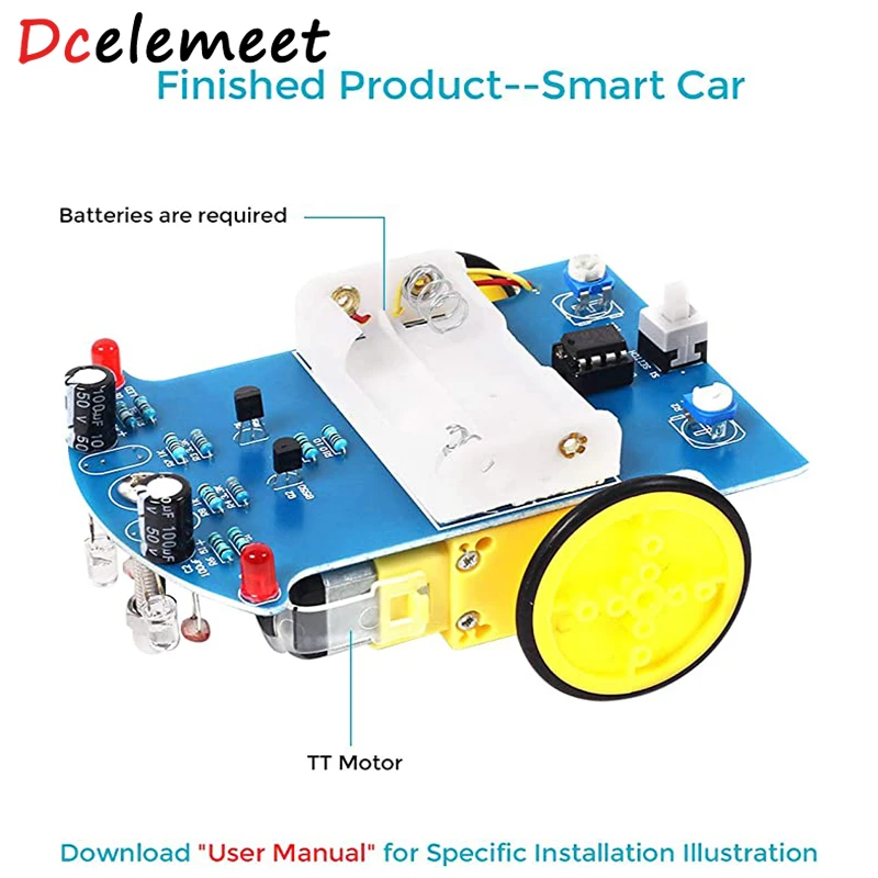Prática de Solda Eletrônica de Aprendizagem Kit de Automóvel Smart Solda Kits do Projeto Linha Seguinte Robô Crianças DIY de Educação Eletrônica Imagem 3