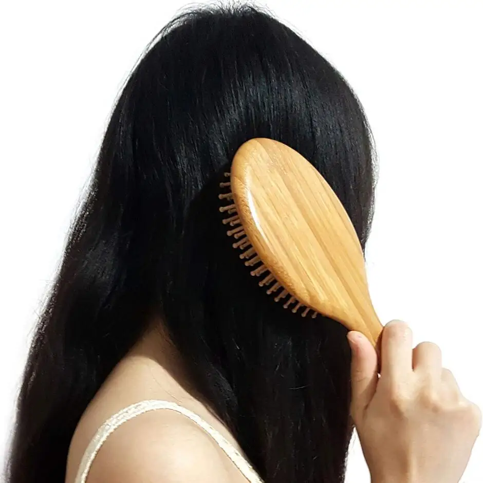 Prémio Madeira de Bambu Escova de Cabelo de Melhorar o Crescimento do Cabelo Madeira escova de cabelo Evitar a Perda de Cabelo Pente de Dentes do Pente de Bambu Imagem 4