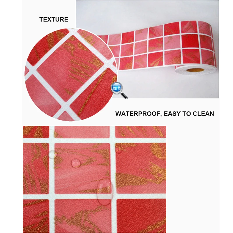PVC casa de Banho em Mosaico Adesivos de Parede para Cozinha Cintura coreano Auto-Adesivo Bloco de papel de Parede de Banheiro Banheiros Varanda Filme Impermeável Imagem 1