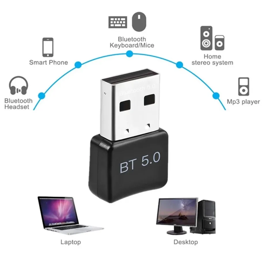 PzzPss USB Bluetooth 5.0 Adaptador sem Fio BT 5.0 Dongle Receptor de Alta Velocidade Transmissor Mini Adaptador Bluetooth USB Para PC Portátil Imagem 4