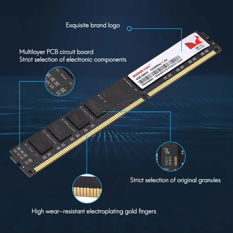 QUENTE-GUDGA memória RAM DDR3 de Trabalho de Memória DDR3 de 1600 MHZ, 240pino 1,5 V PC3-12800 Jogo de Computador Universal de Memória Para PC Imagem 4