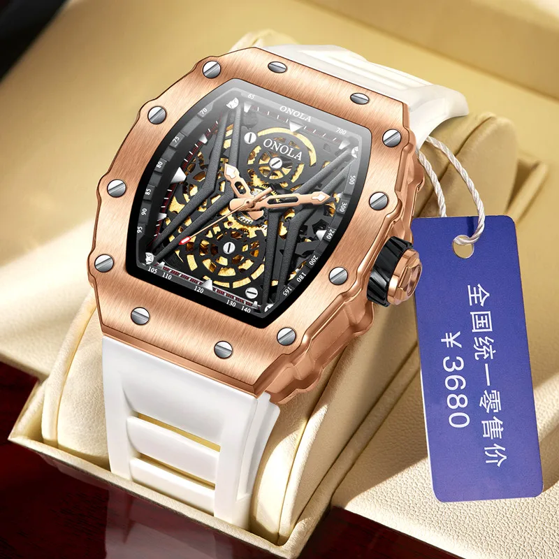 Relógios Para Homens ONOLA Marca de Moda relógio de Pulso Automático Quadrado Oco Casual de Luxo Impermeável Mecânico Relógios Imagem 1