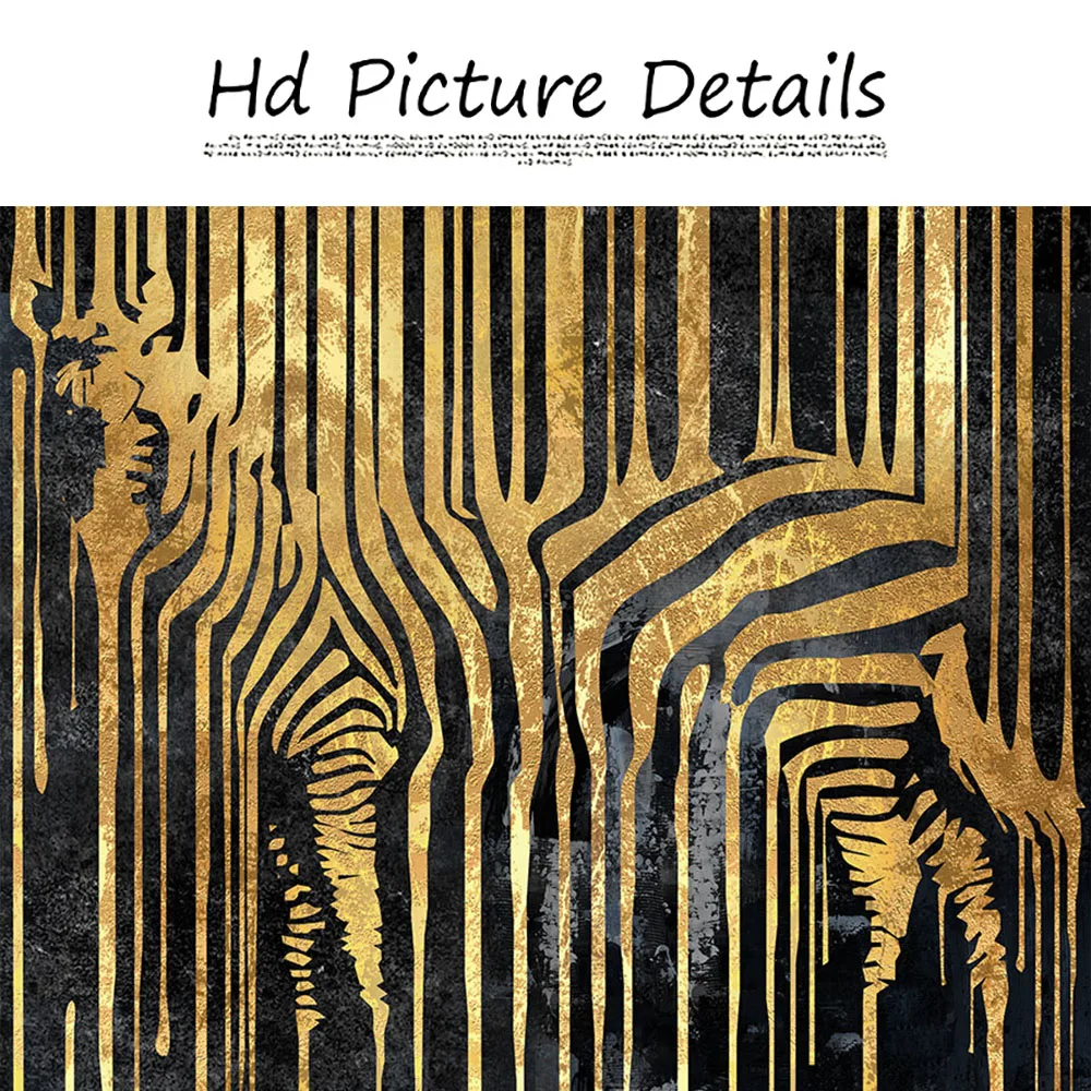 Resumo de Ouro Linha Zebra Tela de Pintura Planta Tigre, Girafa Leopard Cartaz de Parede Imagens para a Sala de Interiores a Decoração Home Imagem 2