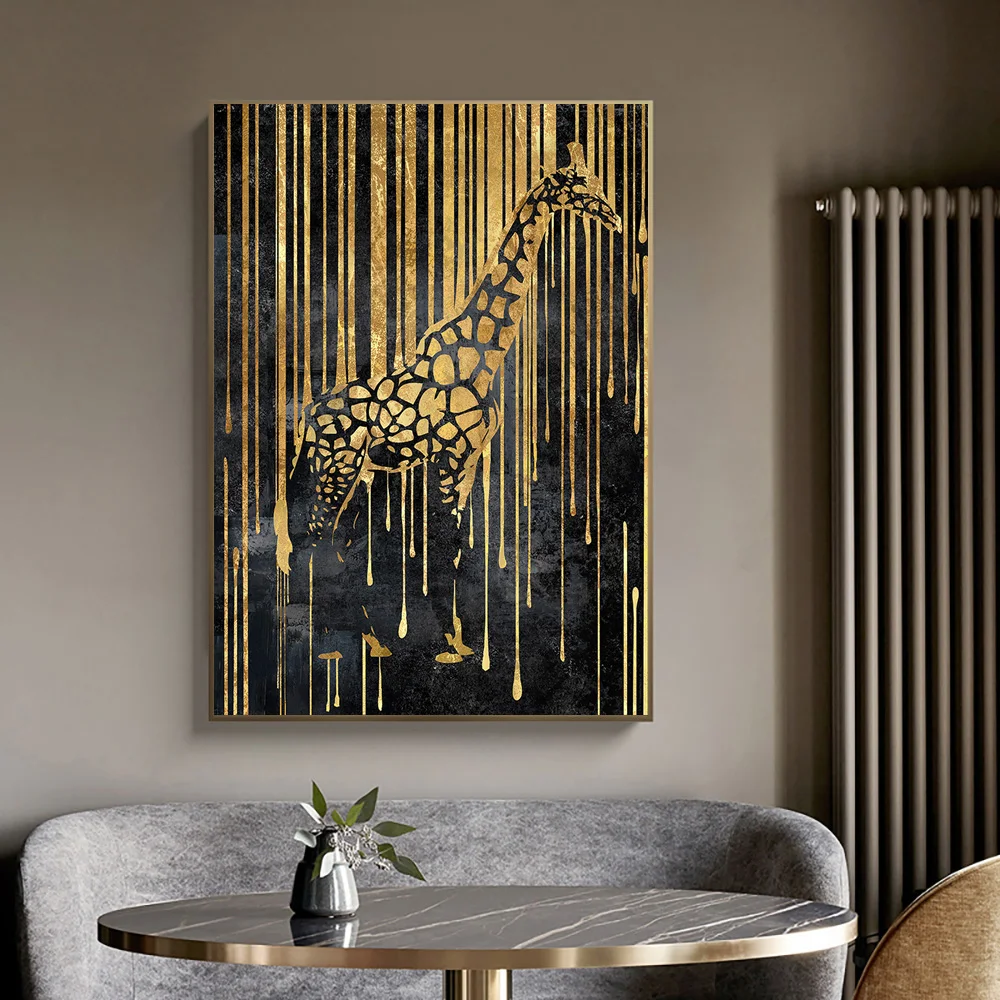 Resumo de Ouro Linha Zebra Tela de Pintura Planta Tigre, Girafa Leopard Cartaz de Parede Imagens para a Sala de Interiores a Decoração Home Imagem 5
