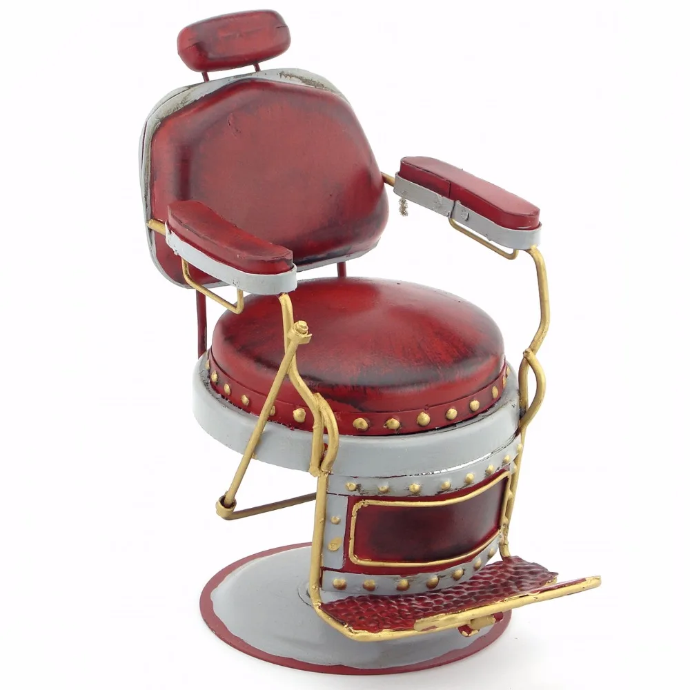 Retro ferro modelo de decorações criativas de artesanato cadeira de barbeiro micro metal decoração criativa, casa e decoração artesanal folha de flandres Imagem 1