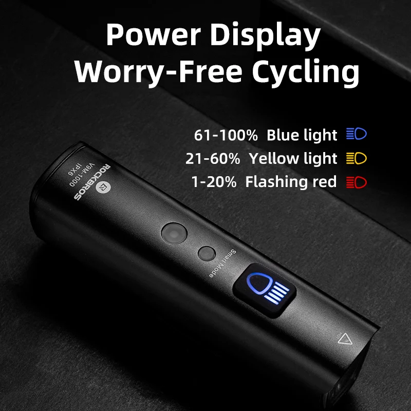 ROCKBROS 1000Lumen Luz de Moto Inteligente de Detecção de Vibração Moto Lâmpada 5Modes Bicicleta Farol Lanterna LED Lanterna Acessórios de Moto Imagem 2