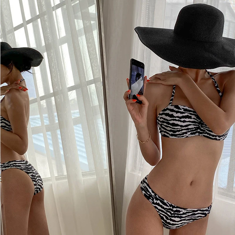 RUUHEE Empurre-a para Cima do Biquíni Mulheres Zebra Impresso Sexy 2021 Maiô Mulheres roupa de Banho, roupa de Praia Feminino de Verão Biquini Brasileiro Imagem 3