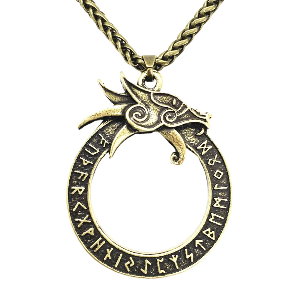 Rúnico Runas Amuleto Gótico Acessórios Ouroboros Nórdica Dragão Goth Colar Viking Talismã Jóias Imagem 1