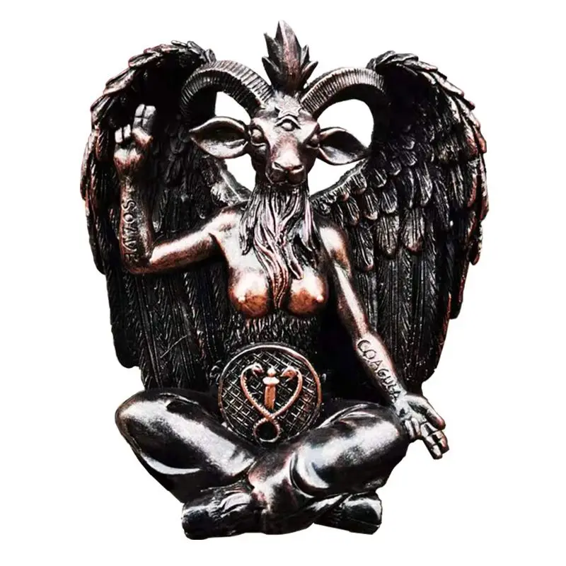 Satanás Bode Baphomet Estátua de Suspensão Aldrava Placa de Parede Decoração Enfeites de Escultura para a decoração Home Imagem 4