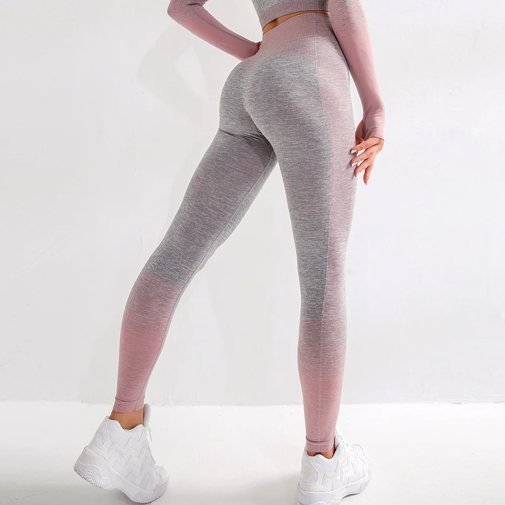 Secagem rápida pêssego hip calças de fitness para mulheres Europeias e Americanas, de malha apertadas calças esportivas de alta cintura quadril levantamento de Calças de Yoga Imagem 5