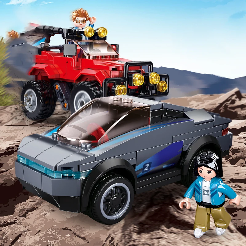 SLUBAN Novo anúncio Off-Road, Esportes Modelo de Carro SUV Jeeped Veículo Elétrico Blocos de Construção da Cidade de Tijolo de Brinquedos Educativos Para Meninos Imagem 1