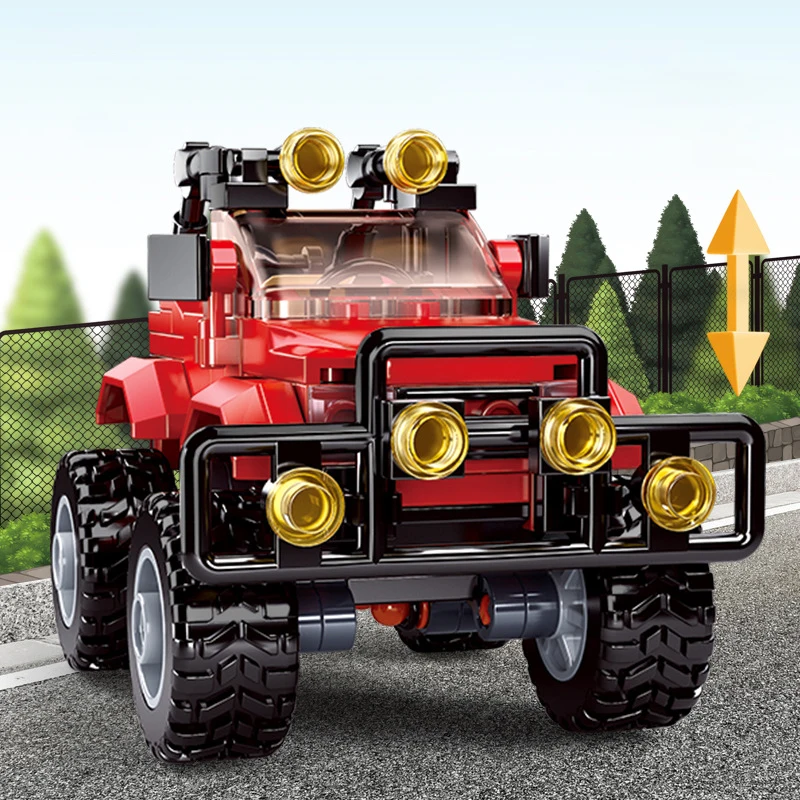 SLUBAN Novo anúncio Off-Road, Esportes Modelo de Carro SUV Jeeped Veículo Elétrico Blocos de Construção da Cidade de Tijolo de Brinquedos Educativos Para Meninos Imagem 4
