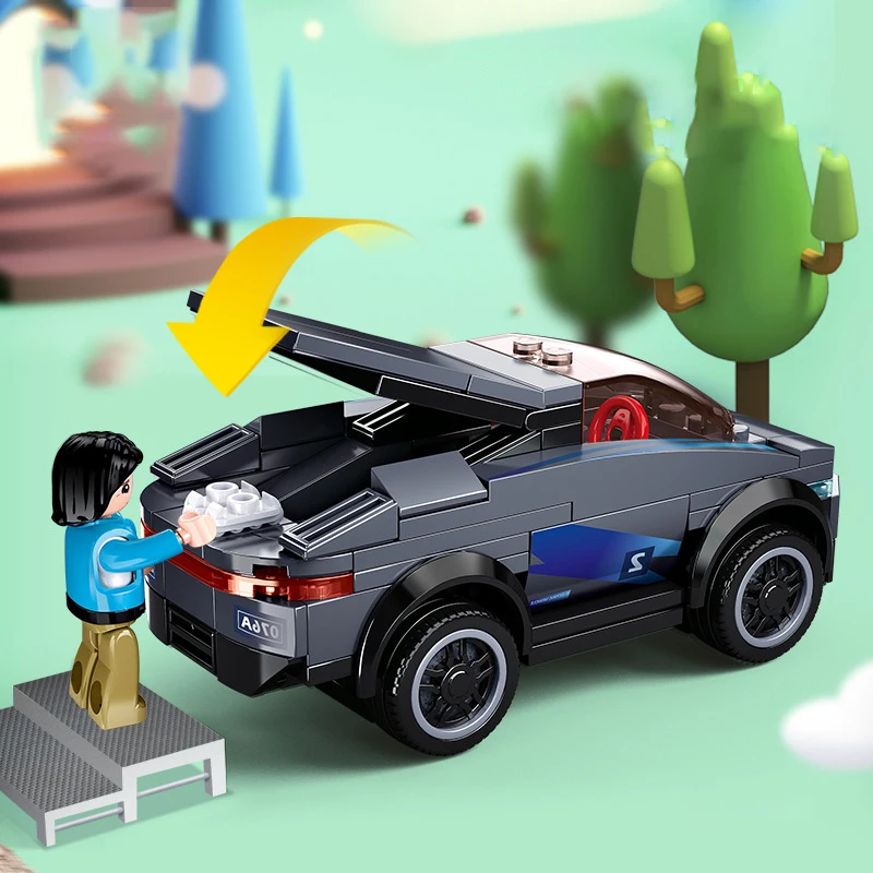 SLUBAN Novo anúncio Off-Road, Esportes Modelo de Carro SUV Jeeped Veículo Elétrico Blocos de Construção da Cidade de Tijolo de Brinquedos Educativos Para Meninos Imagem 5