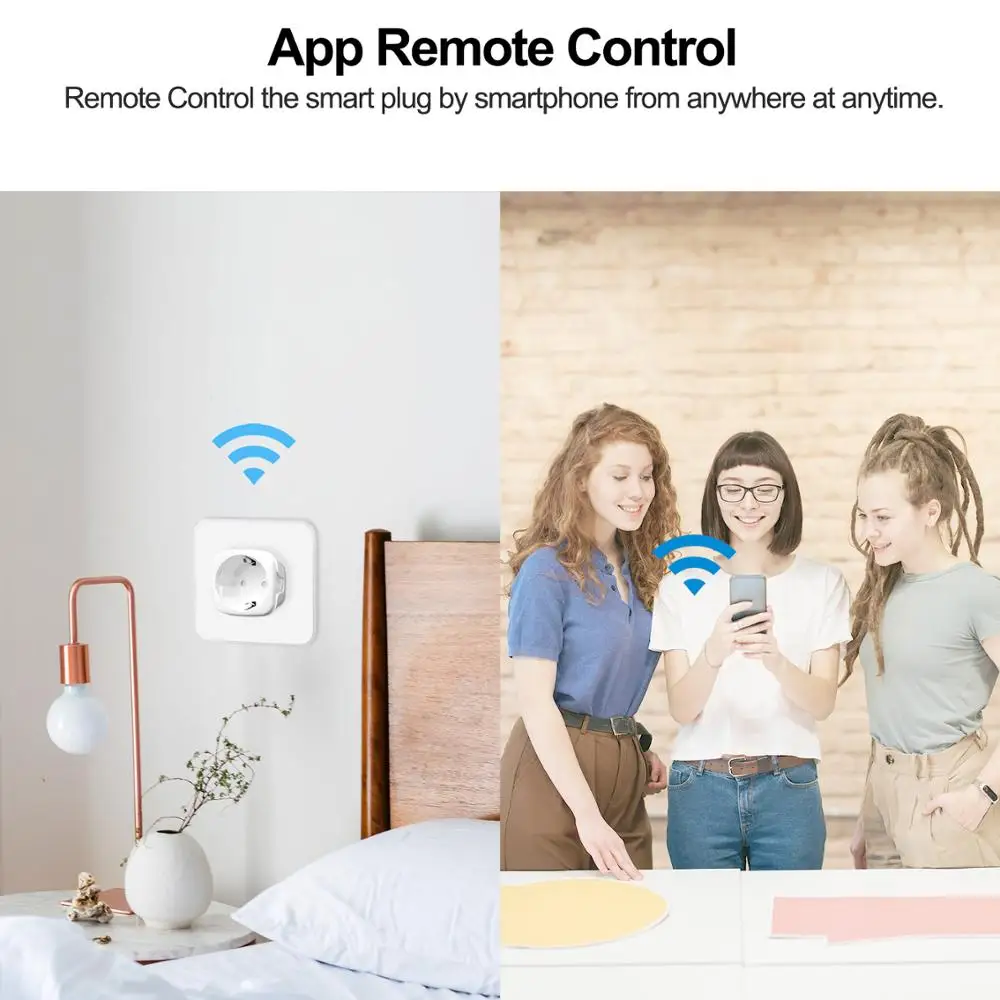 Smart wi-Fi Plugue de Alimentação 16A UE Monitor de Energia em Casa Smart wi-Fi sem Fio de Tomada Tomada Trabalha com Alexa Inicial do Google App Tuya Imagem 4