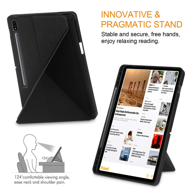 Tablet Case Para Samsung Galaxy Tab S7Plus S7FE S8Plus Tampa de Silicone Soft Shell de Deformação com Caneta Tampa da Ranhura Para S8Plus Imagem 3