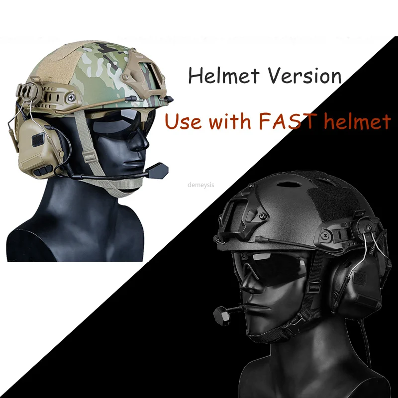 Tactical Airsoft Comunicação Fone de ouvido Paintball Fone de ouvido com Rápido Capacete Adaptador para Trilho de montagem de Tiro Wargame Fone de ouvido Imagem 2