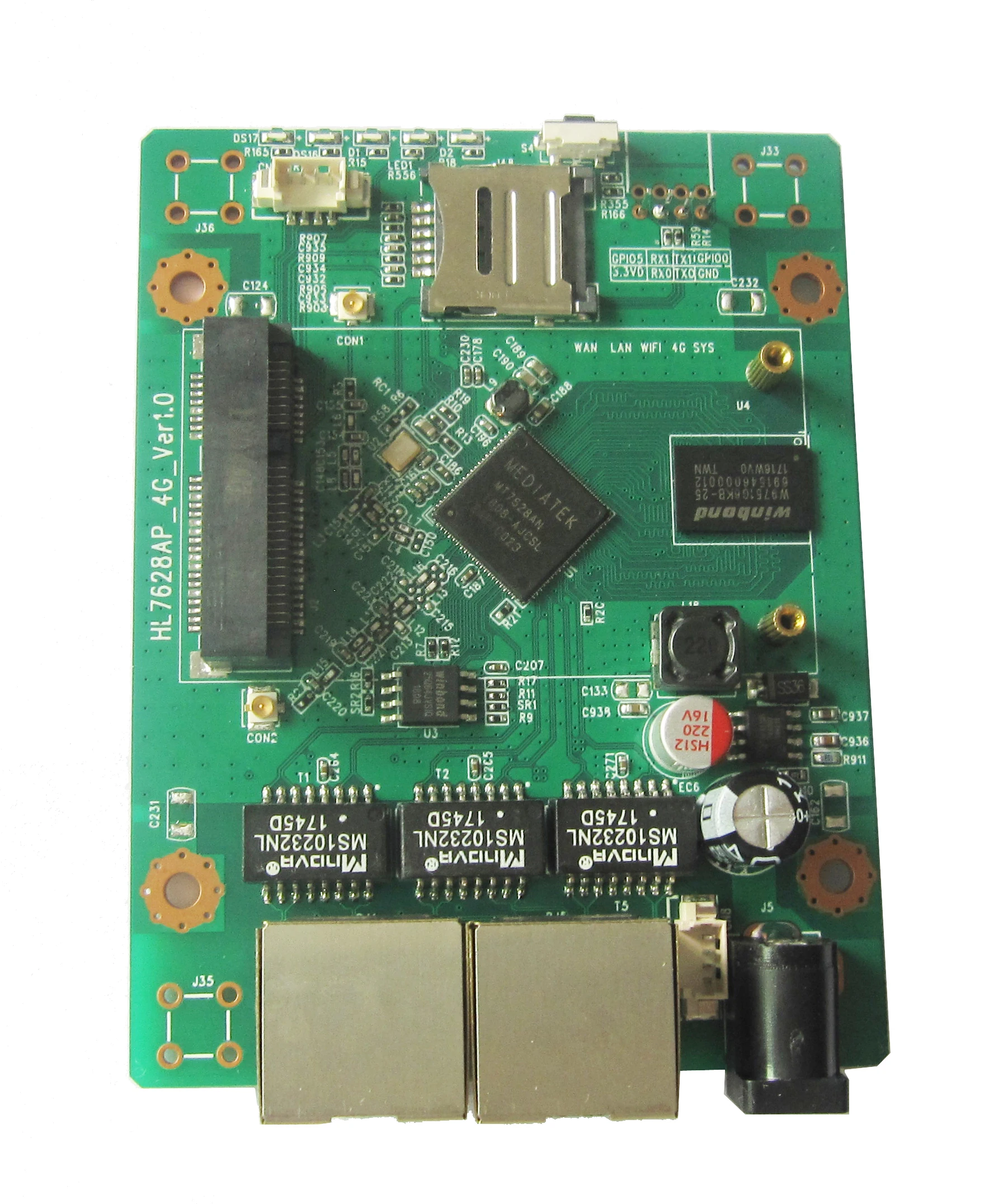 Tamanho mínimo Wifi placa-Mãe MT7628 placa-Mãe, 4G 7-modo Completo Netcom, 4G, wi-Fi Incorporado com Fio Imagem 1