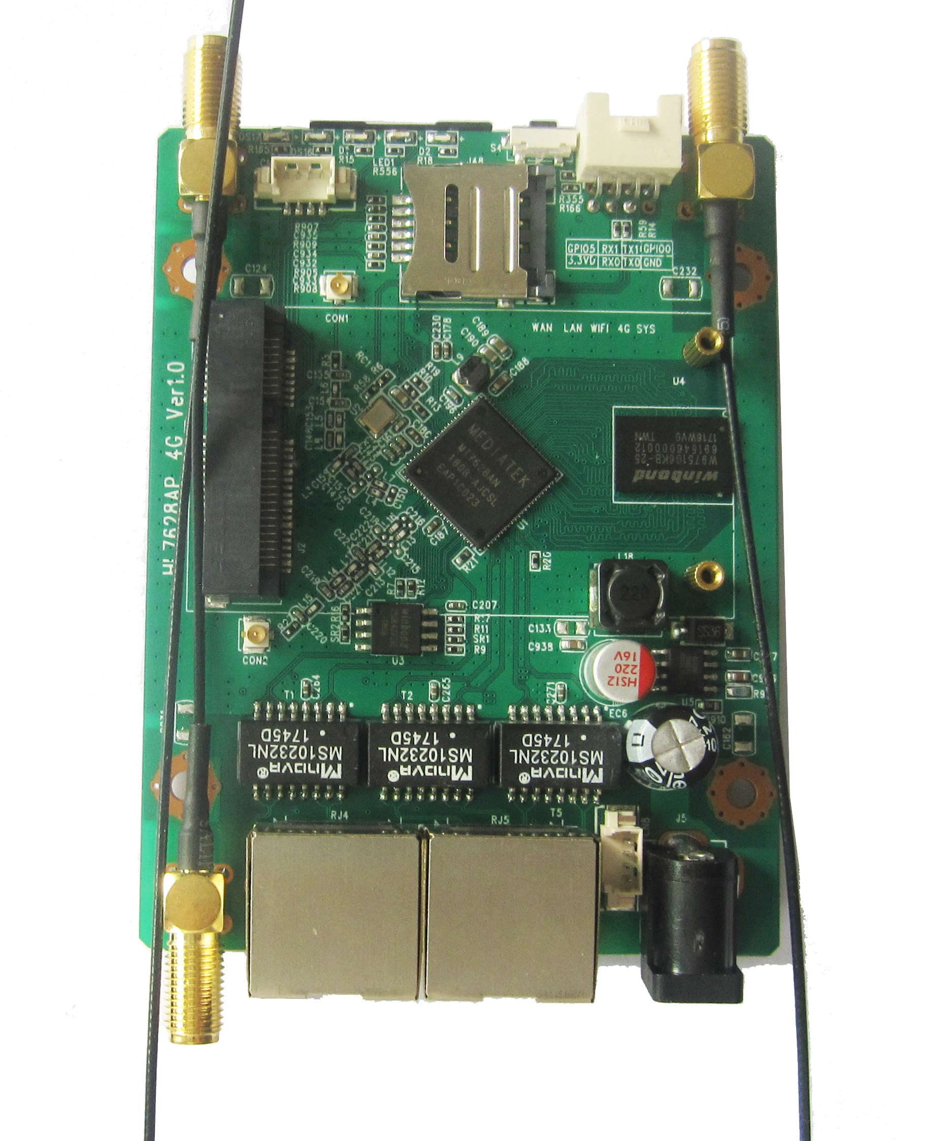 Tamanho mínimo Wifi placa-Mãe MT7628 placa-Mãe, 4G 7-modo Completo Netcom, 4G, wi-Fi Incorporado com Fio Imagem 2