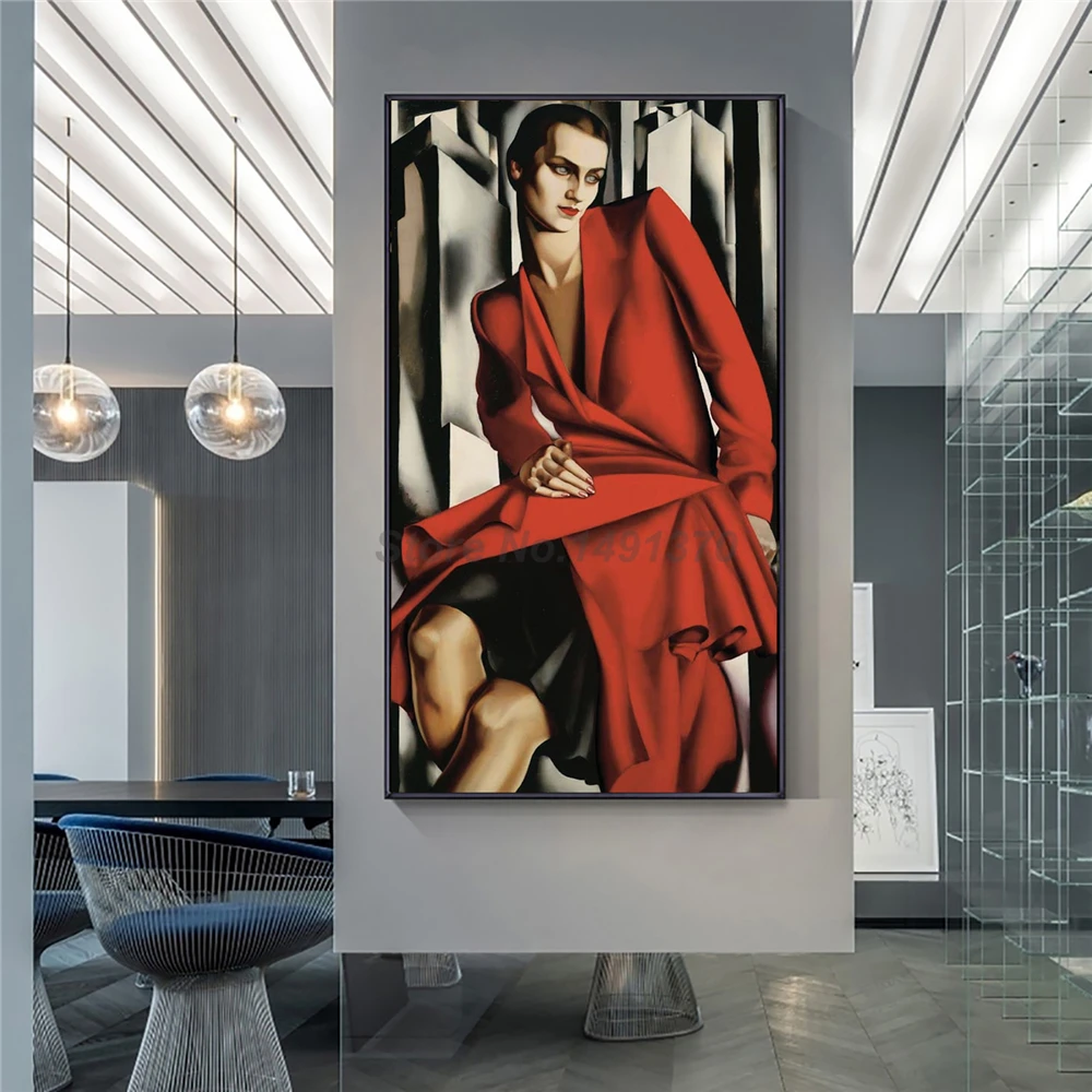 Tamara De Lempicka Retrato De Senhora Deputada Bush Mulher De Vermelho Pintura A Óleo Cartazes E Estampas Decorativas, Arte De Parede De Lona Fotos De Decoração Imagem 1