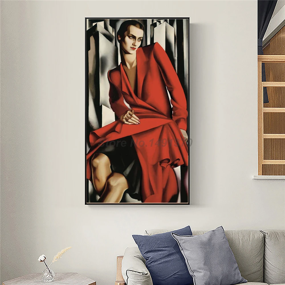 Tamara De Lempicka Retrato De Senhora Deputada Bush Mulher De Vermelho Pintura A Óleo Cartazes E Estampas Decorativas, Arte De Parede De Lona Fotos De Decoração Imagem 2