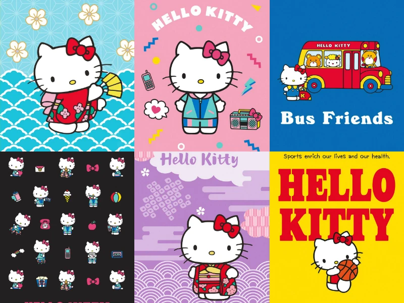 Tela de Pintura Hello Kitty Decoração Japonês Clássico Anime Cartaz e Imprime Crianças Decoração para Sala de estar, Quarto Bonito Dom Crianças Imagem 1