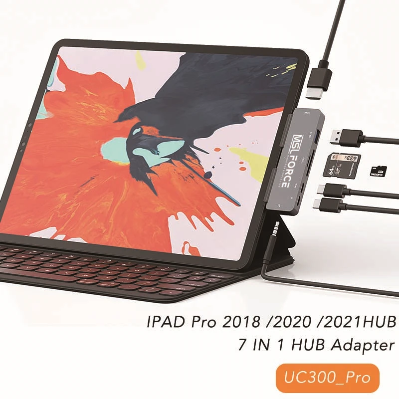 TIPO C HUB Para iPad Pro M1 11/12.9 POLEGADAS 2021 2020 2018, com 4K HDMI,Fone de ouvido 3,5 mm,USB3.0 HUB USB C Data de 5Gbps ,TIPO-C PD Imagem 1