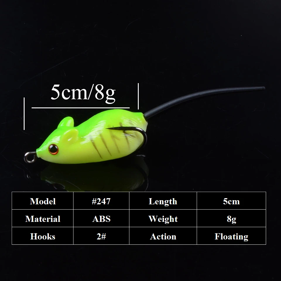 Topwater Mouse Wobbler Isca de Pesca 5cm 8g de Silicone Macio Isca Com Colher Pequena Atrair Isca Artificial Leurre Para Baixo 3D Olhos Imagem 5