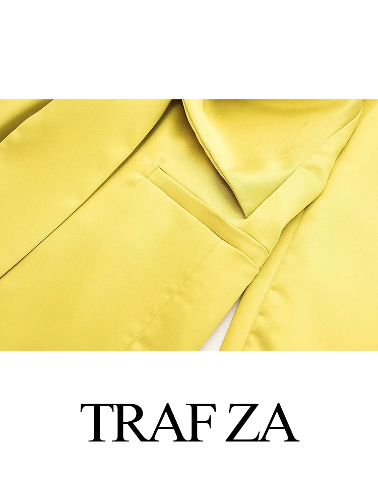 TRAF ZA de Moda Premium Leve e Confortável de Metrô Senhora Terno de Cor Sólida, Elegante, Casual Cintura Laço de Mulheres Terno Novo Imagem 3