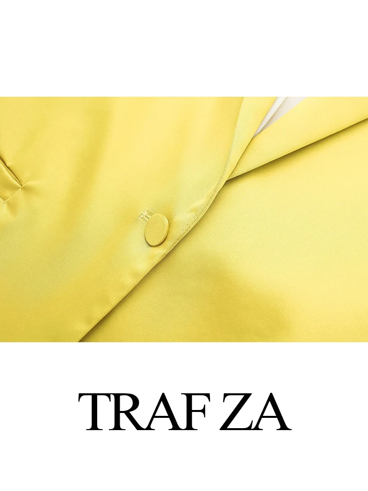 TRAF ZA de Moda Premium Leve e Confortável de Metrô Senhora Terno de Cor Sólida, Elegante, Casual Cintura Laço de Mulheres Terno Novo Imagem 4