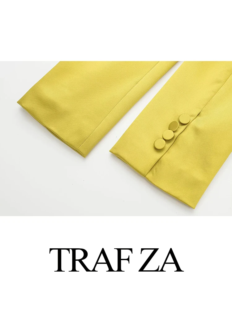 TRAF ZA de Moda Premium Leve e Confortável de Metrô Senhora Terno de Cor Sólida, Elegante, Casual Cintura Laço de Mulheres Terno Novo Imagem 5