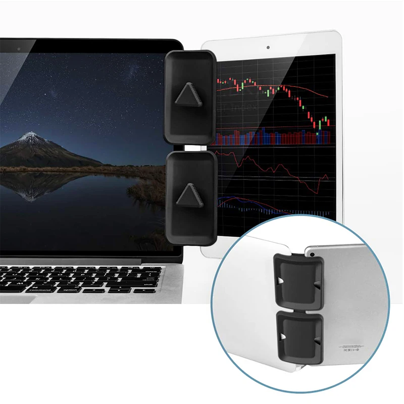 Universal Display Duplo de Montagem Lateral Clipe Monitor Tablet Suporte para IPad Pro Ar 1 2 3 4 5 Macbook Air Xiaomi Laptop Suporte Stand Imagem 1