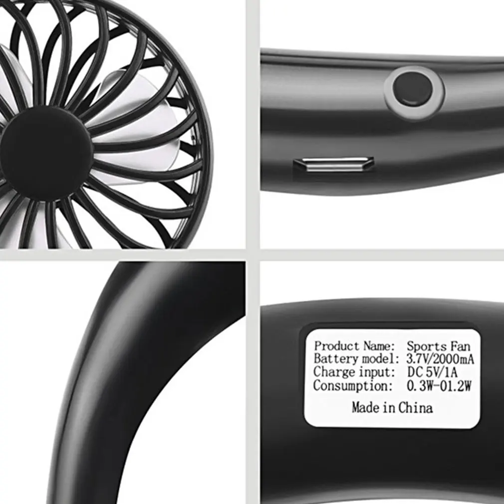 USB de Carregamento Preguiçoso Pescoço Ventilador Recarregável Prático e Usável Fã de Esportes Conveniente Exterior Interior Ventilador Portátil Imagem 3