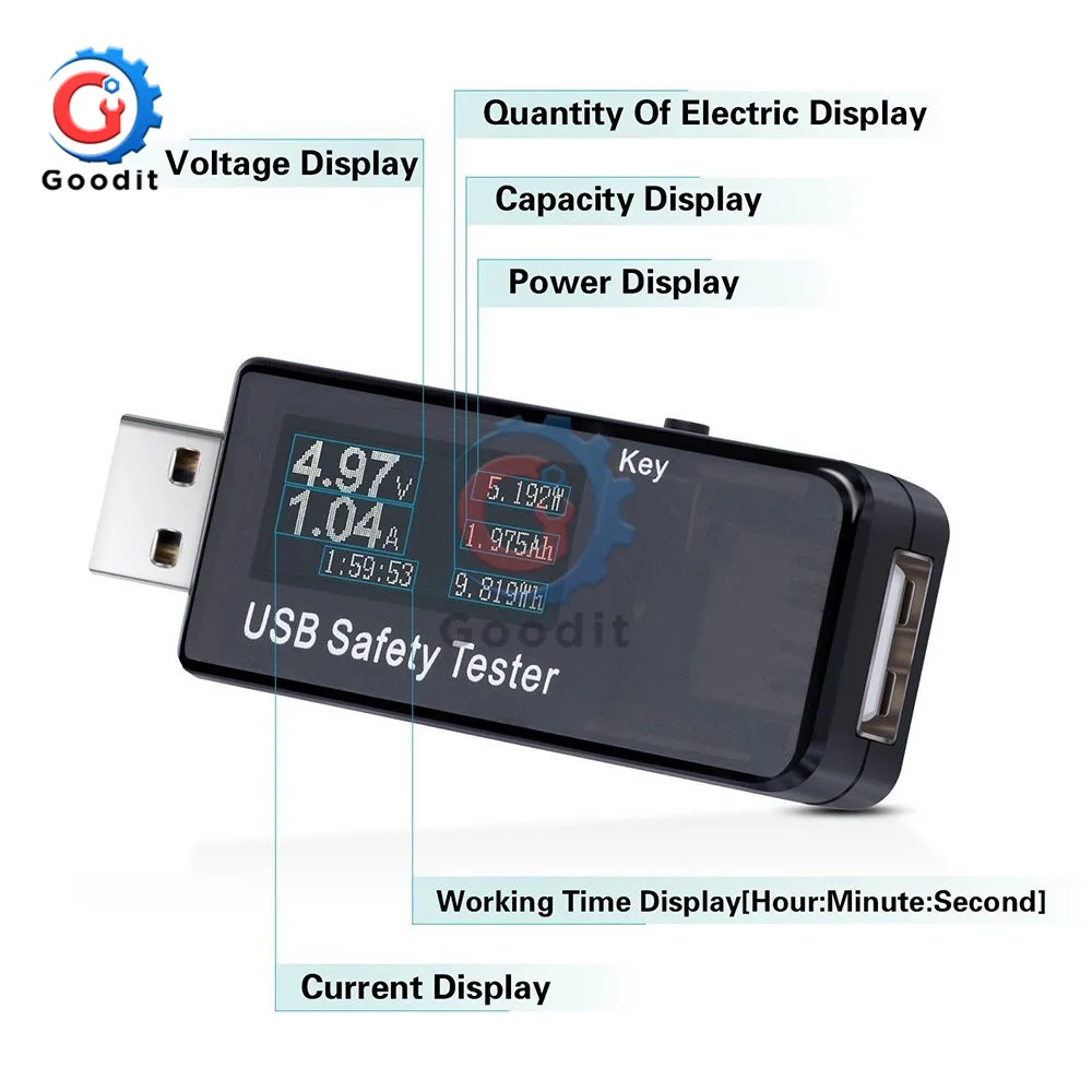 USB Testador de Tensão de Corrente do Carregador Capacidade de Médico, Carga Rápida de Energia do Banco Medidor de Voltímetro Amperímetro Digital Display 3V-30V DC Imagem 1