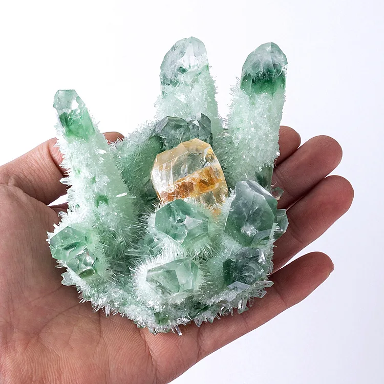 Verde Natural Fantasma Fantasma Cristal De Quartzo Cluster Mineral Reiki Cura Decoração De Casa Imagem 3