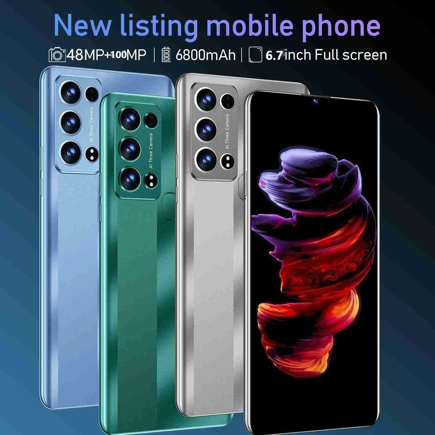 Versão Global Rino9 Pro celular Smartphones 5G de 6,7 Polegadas 16GB+1TB 6800mAh 48MP+100MP AI Câmera Dual SIM Desbloqueado Android Telefone  Imagem 1