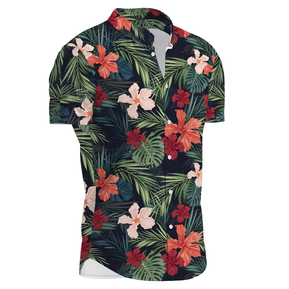 Verão Havaiano de Manga Curta de Mens Camisas de Praia Casual com estampa Floral e Camisas Plus Size S-3XL Havaiana Aloha Camisas de Mens Vestuário Imagem 3