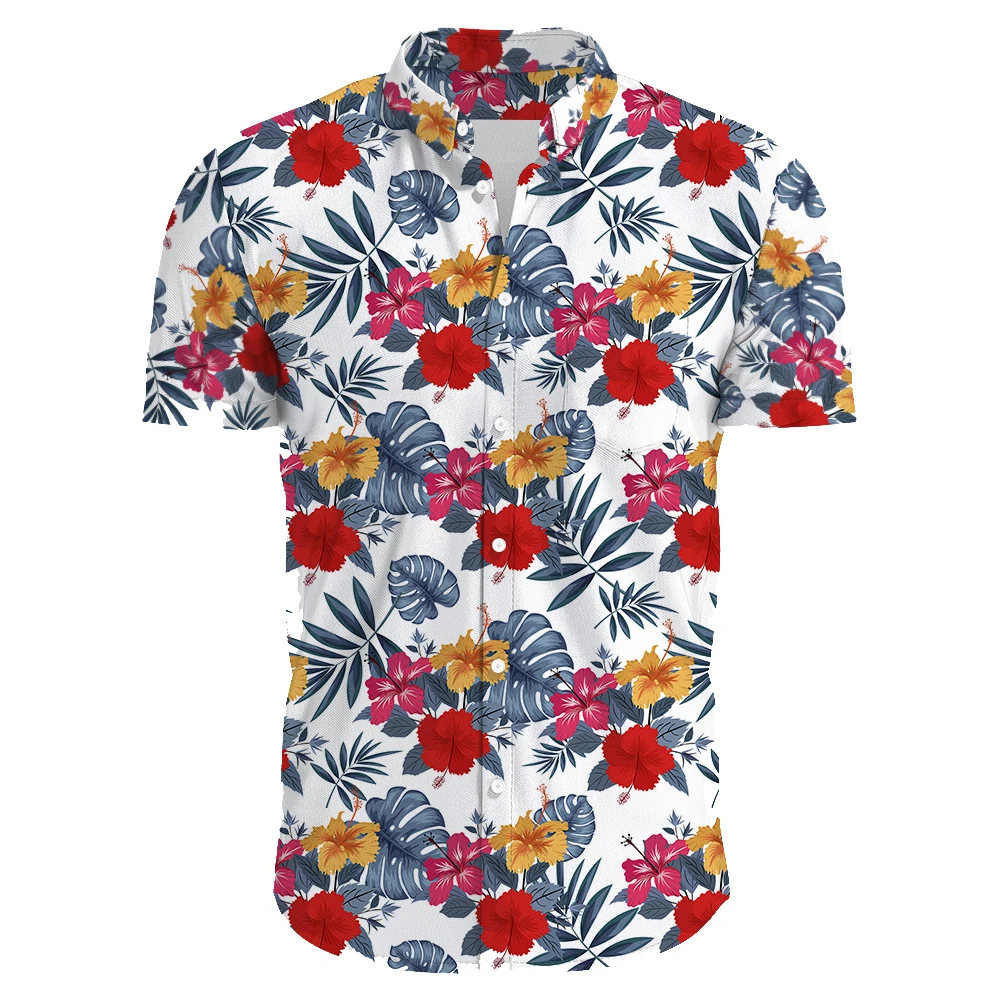 Verão Havaiano de Manga Curta de Mens Camisas de Praia Casual com estampa Floral e Camisas Plus Size S-3XL Havaiana Aloha Camisas de Mens Vestuário Imagem 4