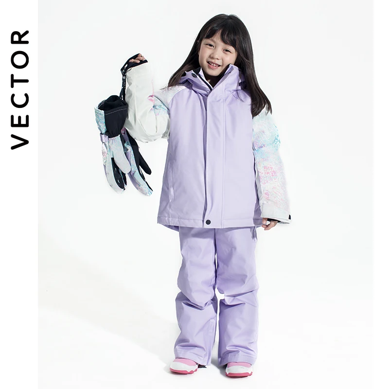 VETORIAL Profissional de Esqui para Crianças Jaqueta Calças Quentes Impermeável de Meninos Meninas rapazes raparigas Exterior, Esqui, Snowboard, Esqui de Inverno Crianças Definir Imagem 4