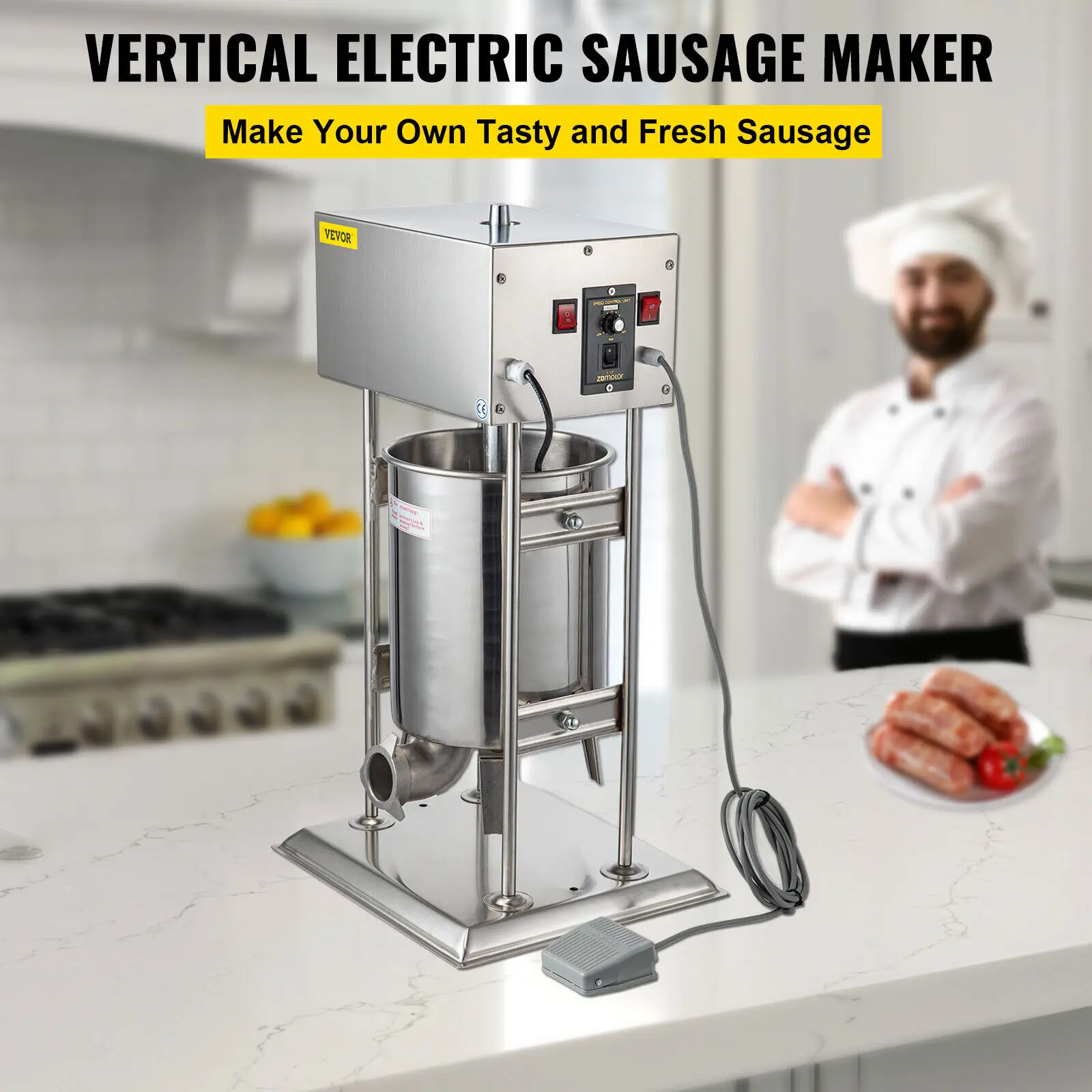 VEVOR 15L Vertical Salsicha Recheada Máquina de Enchimento Automática de Processadores de Alimentos Acessórios de Cozinha de eletrodomésticos para Cachorro-Quente Imagem 1