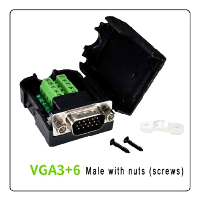 Vga sem solda homens e mulheres de exibição do conector db15 linha três de 15 pinos VGA terminal com habitação vga3+6 Imagem 3