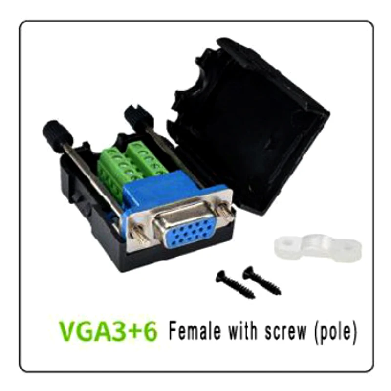 Vga sem solda homens e mulheres de exibição do conector db15 linha três de 15 pinos VGA terminal com habitação vga3+6 Imagem 4