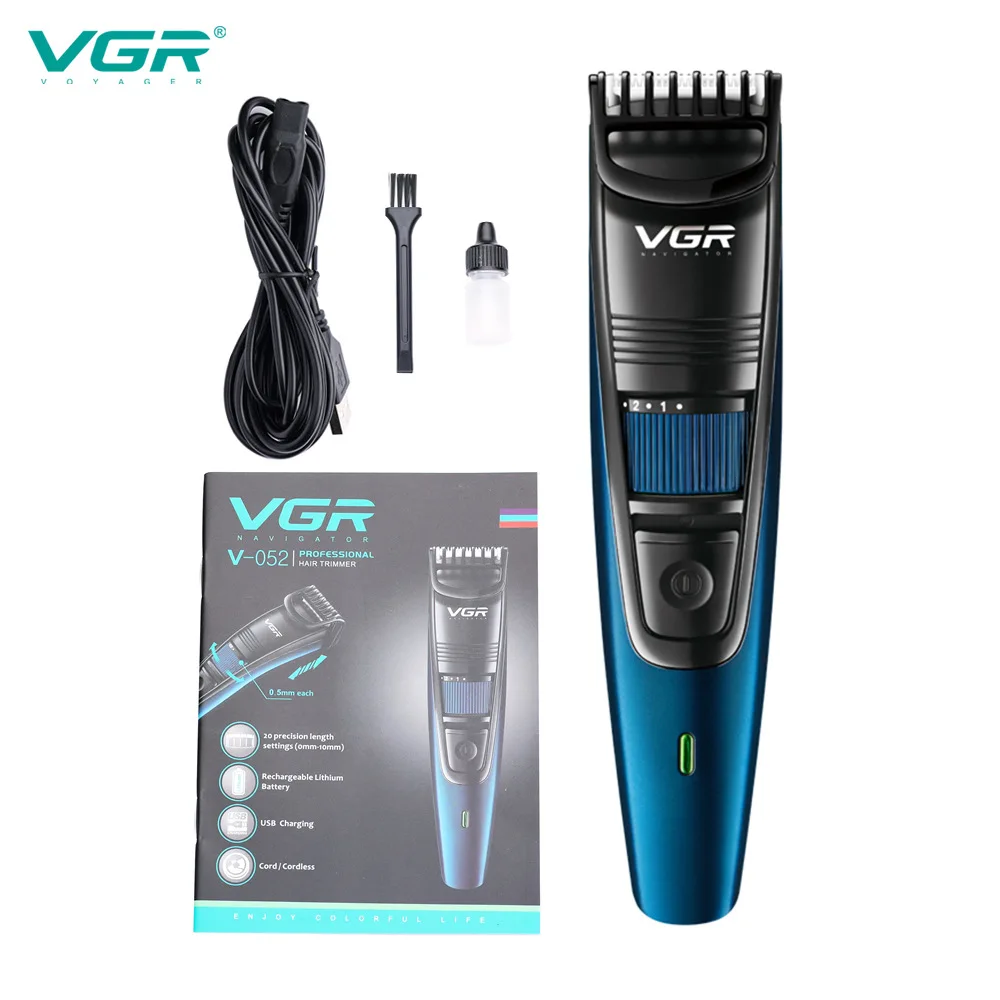 VGR 052 Cabelo Clipper Profissional de Cuidados Pessoais Recarregável USB Barbearia Aparador Para os Homens de Lavar roupa Barbeiro Corte de cabelo VGR V052 Imagem 1