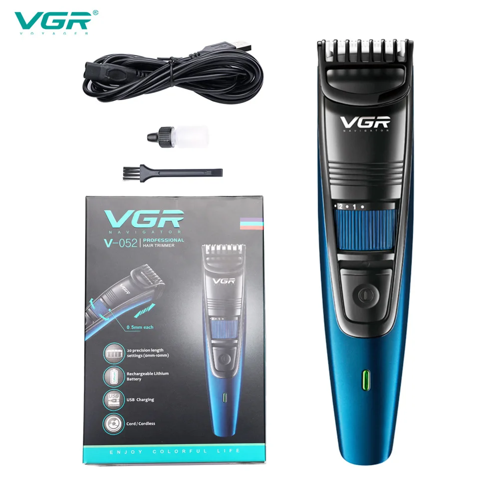 VGR 052 Cabelo Clipper Profissional de Cuidados Pessoais Recarregável USB Barbearia Aparador Para os Homens de Lavar roupa Barbeiro Corte de cabelo VGR V052 Imagem 5
