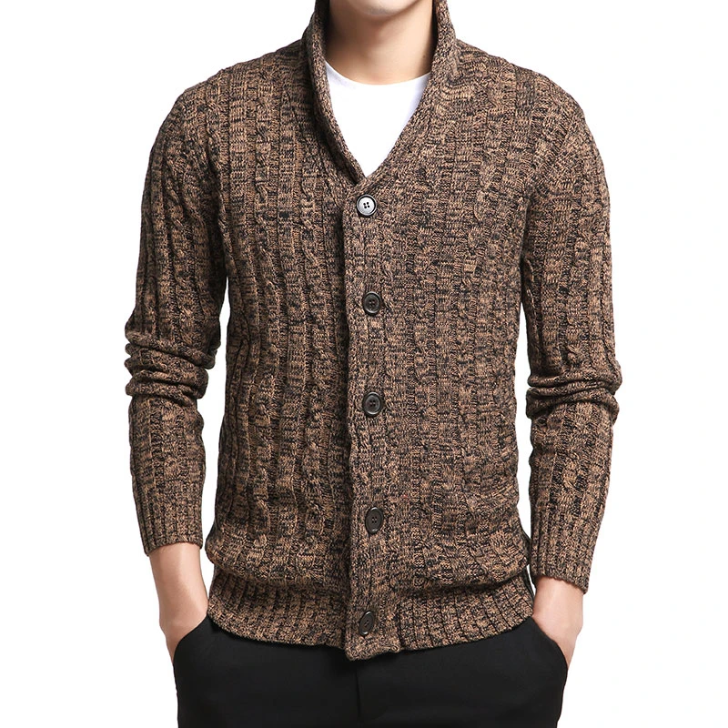Warm Coats Grosso Suéter de Homens V-Pescoço Sólido Ajuste Fino que Knitting o Botão Suéteres masculinos do Estilo de Coreia, Outono Moda Casual Topo Imagem 1