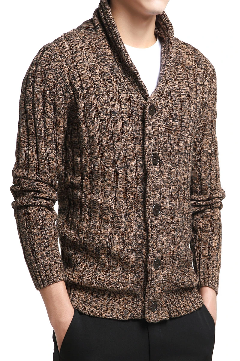 Warm Coats Grosso Suéter de Homens V-Pescoço Sólido Ajuste Fino que Knitting o Botão Suéteres masculinos do Estilo de Coreia, Outono Moda Casual Topo Imagem 2