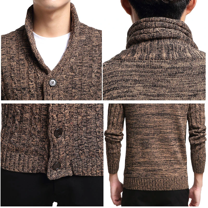 Warm Coats Grosso Suéter de Homens V-Pescoço Sólido Ajuste Fino que Knitting o Botão Suéteres masculinos do Estilo de Coreia, Outono Moda Casual Topo Imagem 4