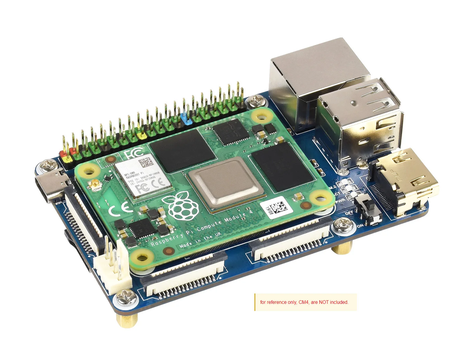 Waveshare Mini Placa de Base(Uma)para o Raspberry Pi Calcular o Módulo 4,a Bordo de Conectores, Incluindo:CSI/DSI/VENTILADOR/USB/RJ45 Gigabit Ethernet Imagem 2