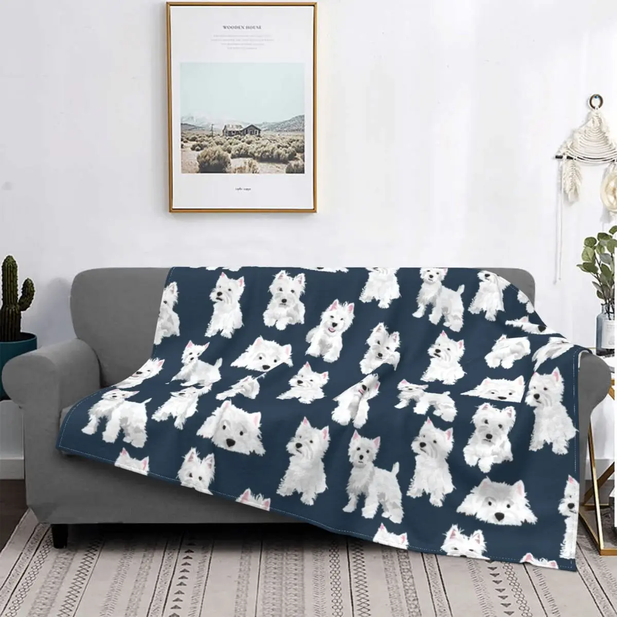 Westie West Highland White Terrier Padrão De Flanela Jogar Cobertor Macio Engraçado Quente Acampamento Presentes De Meninos Meninas Rapazes Raparigas Sofá Sofá-Cama Decoração Imagem 4